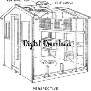 Chicken/Pigeon Coop Blueprints, Hen House, Nest Boxes, Vintage Woodworking Plans, DIY Poultry, Brooder Layers Bantams, PDF, Digital Download