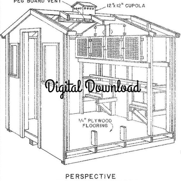Chicken Coop Plans 20 Chickens Etsy
