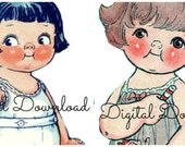 Dolly Dingle Paper Doll Printable, Vintage Winter, Christmas, Clip Art, Scrap Book, Mixed Media, Collage Sheet, Bundle PDF, Digital Download