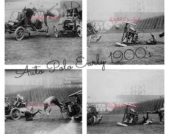 Model T Auto Polo Print, Early 1900's, Vintage Car, 4 Fotografías, Mixed Media, Man Cave, Polo Club, autophoto, PDF, descarga digital
