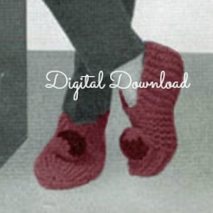 Knit Slipper Pattern, Easy Knit, 3 sizes: Child, Women’s and Men’s, Grammy&#39;s Slippers, PDF Instant, Digital Download