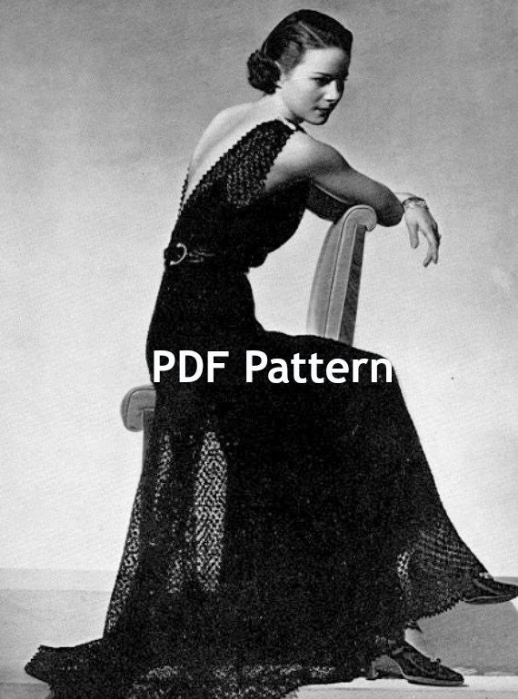 Evening Gown Knit Pattern, Wedding Dress, Jacket Crochet Finish, Vintage 1930's Sizes 16 and 18, Edwardian Hollywood, Digital Download PDF - Etsy Evening Gown Knit Pattern, Wedding Dress, Jacket Crochet Finish, Vintage 1930's Sizes 16 and 18, Edwardian Hollywood, Digital Download PDF - Etsy