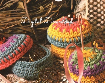 Lidded Box Crochet Pattern, Jewelry Box, Button Box Pincushion, Easy Crochet, Lidded Boxes, Keepsake Notions, PDF Instant,  Digital Download