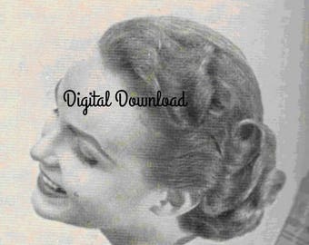 Tutorial de Hair Dos, estilos de ondas Pin Curls vintage de los años 50, Rockabilly, boda, calcetines Bobby, PDF instantáneo, descarga digital