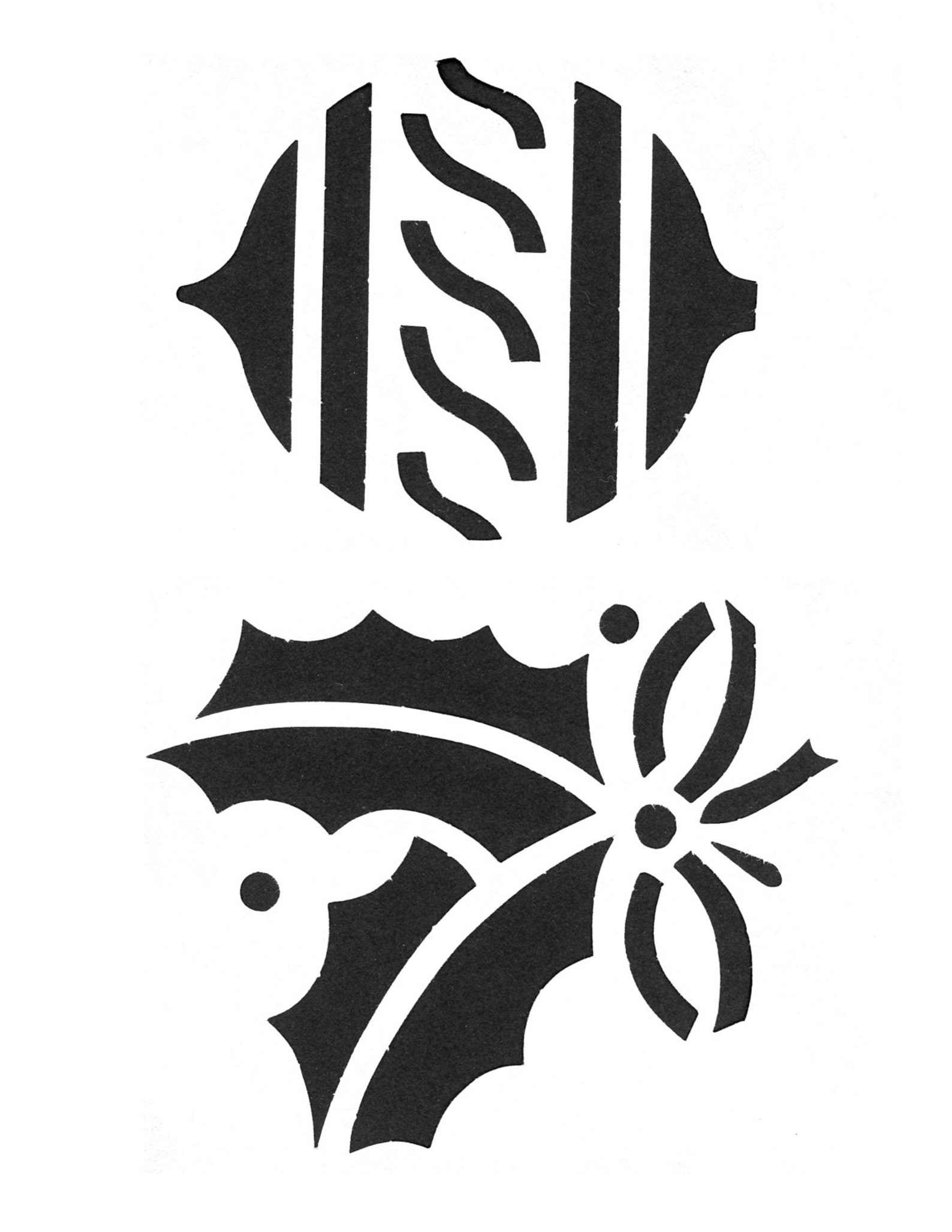 Christmas Stencils, Glass Wax Windowmirror Stencils, Vintage 50s, Spray Can Snow Flock, Vintage