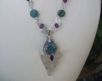 Turquoise Sterling Silver Wolf Necklace