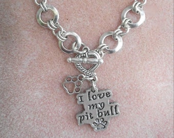 I love my pitbull charm bracelet