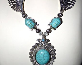 Turquoise Angel Wing Buddha Necklace