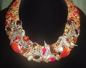 Three Dancing Phoenix Statement Necklace