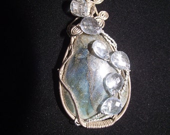 Labradorite sterling silver wire wrapped pendant