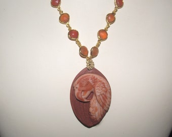 Carnelian Parrot Necklace/ Bird Necklace/ Bird jewelry/ Parrot jewelry