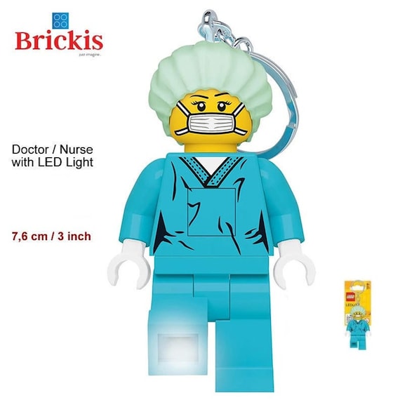 Llavero LEGO® con minifigura alta de 7,6 cm para médicos y enfermeras, luz  LED