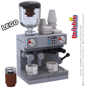 MOC Espresso Coffee Machine. Models Built of LEGO® Bricks, All our kitchen appliance is made to LEGO Minifigure size. Designed by Brickis