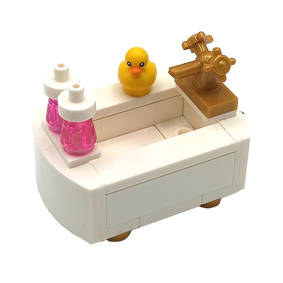 Models Built of LEGO Bricks Furniture small BATHTUB BATHROOM bath Custom Design mini Set Accessories for minifigures design Brickis