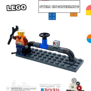 Modelle gebaut aus LEGO® Steine LEGO® Moc STEM Technik Industrielle schiffsleitung mit blauen Ventil-Brickis