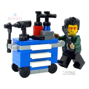 LEGO®ブロックで作られたカスタムモデル ツールボックス ツールカート メカニック 配管工 自動車整備士 ガレージスケール ビルディングキット レンガ
