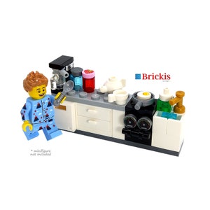 Furniture Kitchen cabinets sink oven food Custom Design mini Set Models Built of LEGO® Bricks Accessories for minifigures design Brickis
