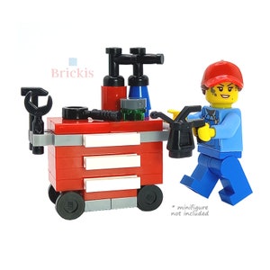 LEGO®ブロックで作られたカスタムモデル ツールボックス ツールカート メカニック 配管工 自動車整備士 ガレージスケール ビルディングキット レンガ