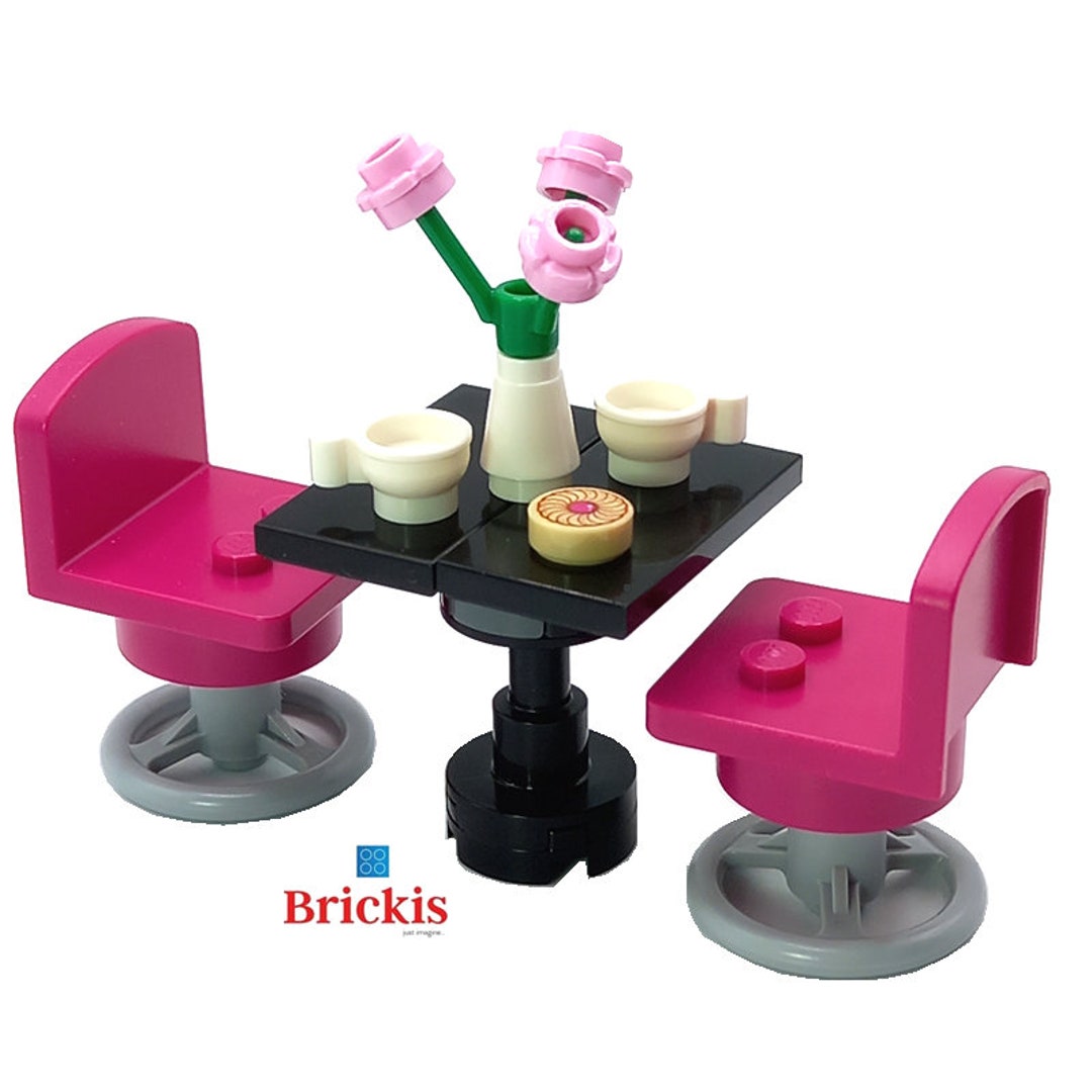 MOC LEGO Restaurant Table 2 Chairs Flowers and Cups Accessoires Custom Design Mini Set Models Built of LEGO Bricks for Minifigures Etsy