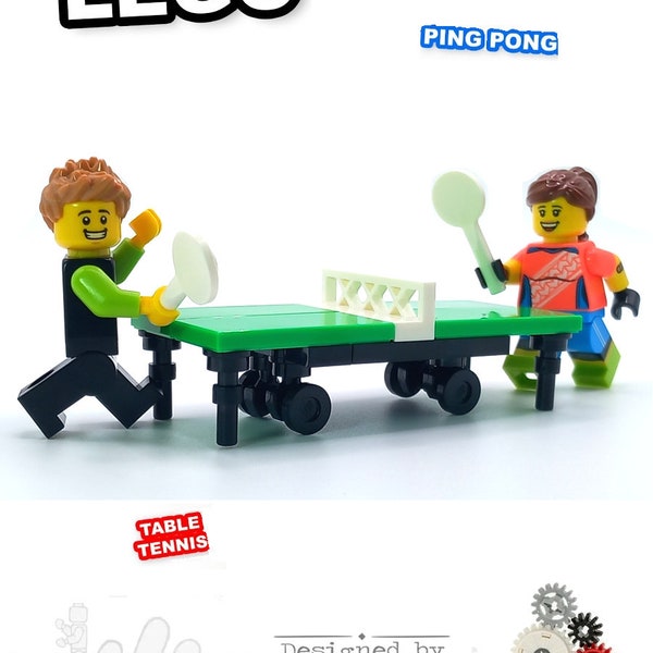 Modell gebaut aus LEGO® Steine LEGO® MOC Ping Pong Platte Tennis Sport Mini Set für Kinder oder Erwachsene schön als Geschenk design Brickis