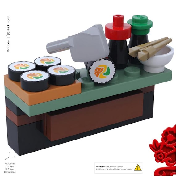 Custom LEGO® Sushi Bar MOC Mini Japanese Food Stand With Sushi and