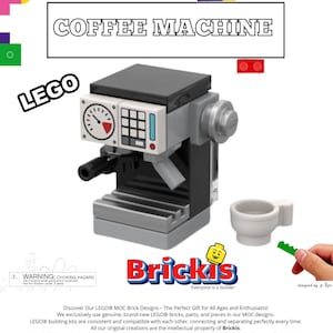 MOC Espresso Coffee Machine. Models Built of LEGO® Bricks, All our kitchen appliance is made to LEGO Minifigure size. Designed by Brickis
