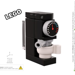 MOC Espresso Coffee Machine. Models Built of LEGO® Bricks, All our kitchen appliance is made to LEGO Minifigure size. Designed by Brickis