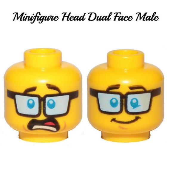 Lego Male MINIFIGURE HEAD DUAL FACED happy And Mad Yellow Faced Lego Authentic 
