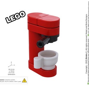 MOC Espresso Coffee Machine. Models Built of LEGO® Bricks, All our kitchen appliance is made to LEGO Minifigure size. Designed by Brickis