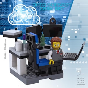 Scrivania per sviluppatori software LEGO® personalizzata – Scena minifigure per postazione di lavoro in ufficio tecnico
