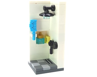 Models Built of LEGO® Bricks Furniture SHOWER with accessories  BATHROOM Custom Design for minifigures Brickis