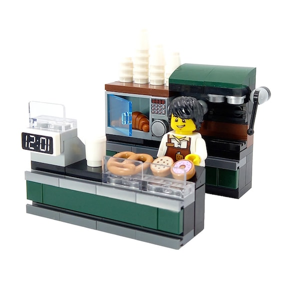 Models Built of LEGO Bricks MOC Coffee Bar Shop Minifigure Barista Cafe Bakery Coffee Machine Cookies Furniture Custom Set for Minifigs Etsy