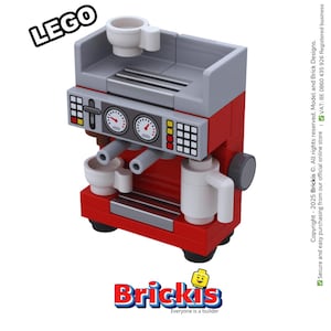 MOC Espresso Coffee Machine. Models Built of LEGO® Bricks, All our kitchen appliance is made to LEGO Minifigure size. Designed by Brickis