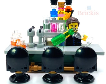 Models Built of LEGO® Bricks MOC Bar tearoom counter with cocktails and  drinks restaurant tavern Furniture Custom Design for minifigures