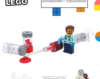 Equipo médico LEGO® MOC Jeringa Vacuna Cirujano Hospital Clínica