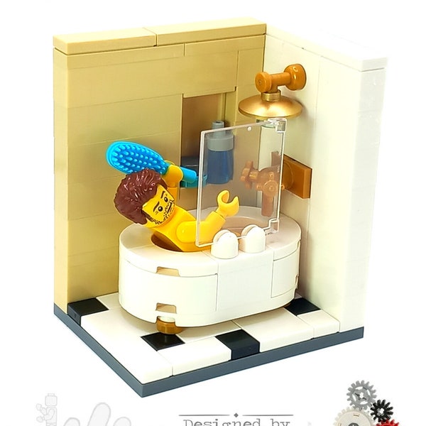 Modèle Moc mini-ensemble MOC LEGO® Meuble BAIGNOIRE salle de bain pour minifigures brickis