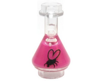 LEGO® Erlenmeyer Flask with Magenta Fluid and Black Fly Decorated printed parts accessories for your minifigure