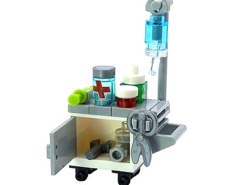 Models Built of LEGO® Bricks Operating room Cart syringe for Doctor Surgeon Hospital Clinic Furniture Custom MOC Modular Building Brickis