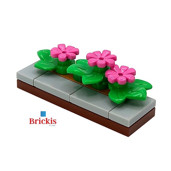 Lego 3 Red Rose Flowers Plant with White Pot / Friends / City Mini Figure  Garden