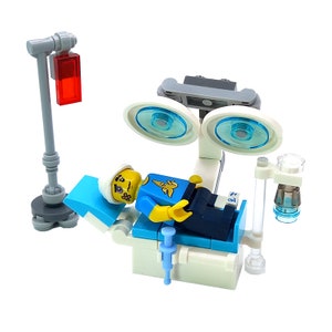 Modelle aus LEGO®-Steinen KRANKENHAUSBETT OP-Saal Klinikmöbel Custom Moc Modular Building Brickis