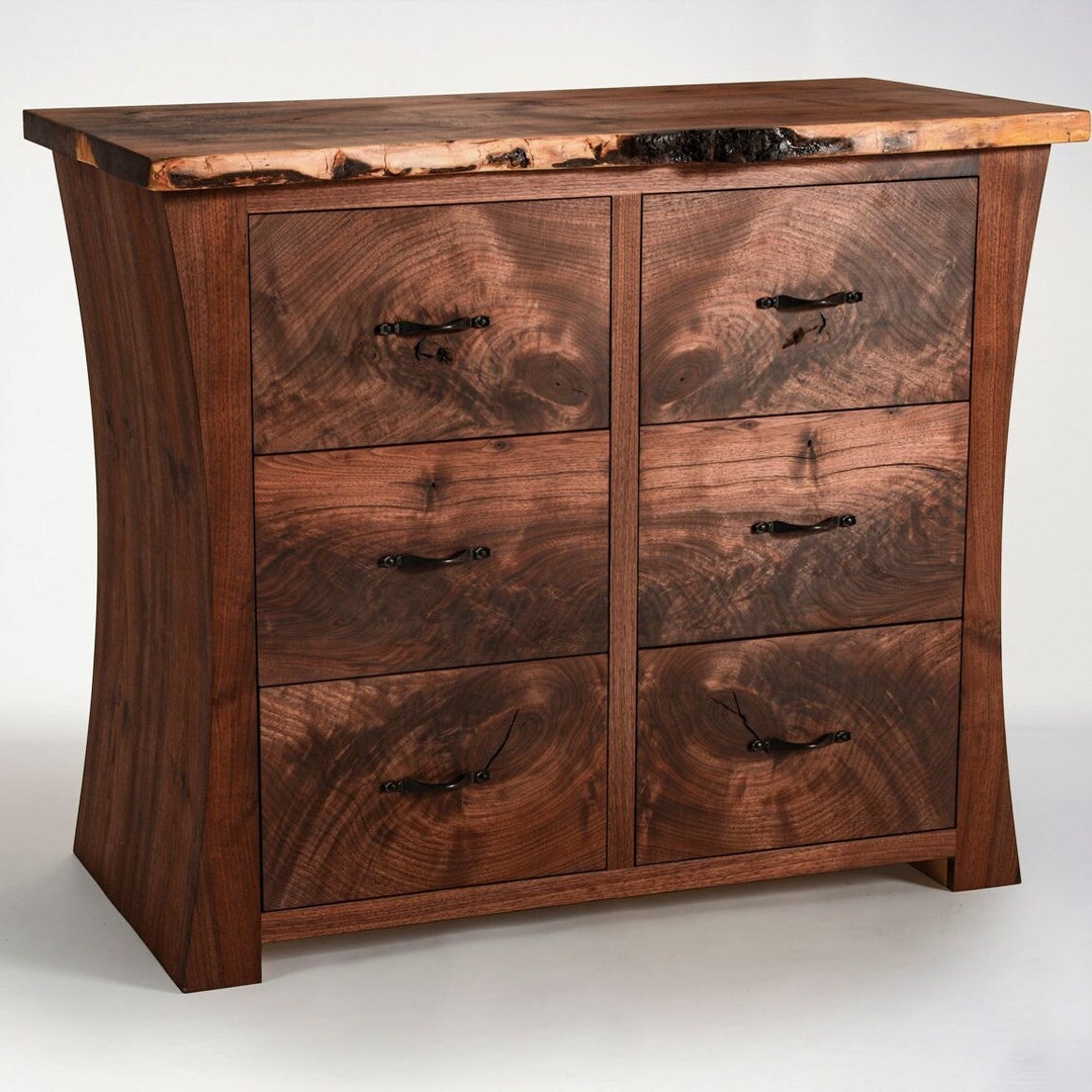 Personalized Live Edge Wood Dresser With 6 Drawer for Living Room ...