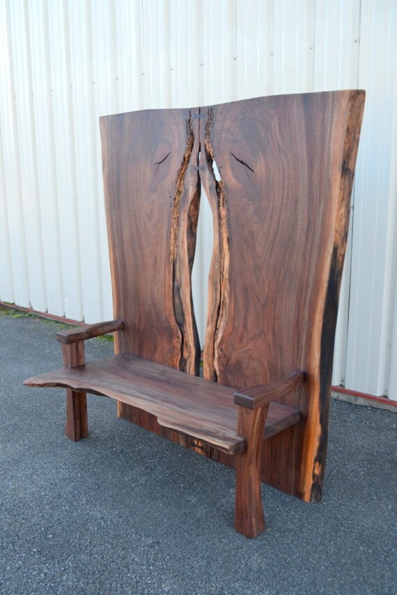 Live Edge Walnut High Backed Bench Etsy