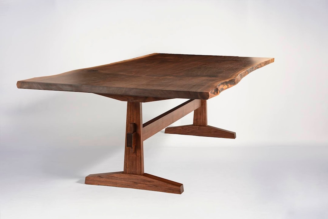 Handmade Furniture Live Edge Dining Table - Mid Century Modern Walnut ...