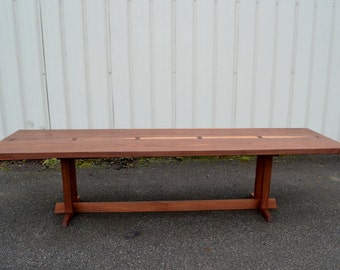 Walnut Wood Slab Live Edge Dining Table - Mid Century Modern Long Bar Table with Nakashima Style Base - Interior Design Trestle Table