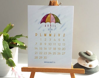 Calendrier 2024, 2024 calendar, 2024 desk calendar, small calendar