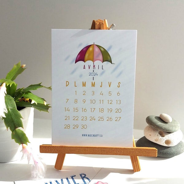 Calendrier 2024, 2024 calendar, 2024 desk calendar, small calendar