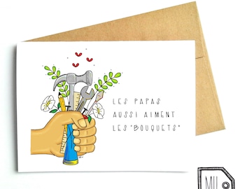 French card - fathers day - fathers day card - card for dad - dad card - fathers card - dad - father - dad day - papas - bouquets - tools
