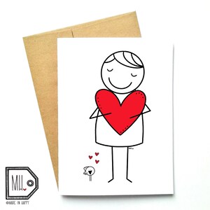 Love card - Cute card - Valentines card - girlfriend card - wife card - boyfriend card - husband card - friend card - heart illustration