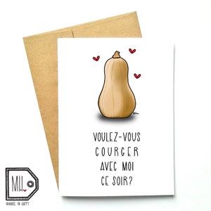 French card - love card - Valentines card - Anniversary card - funny card - girlfriend card - boyfriend card - courger avec moi ce soir