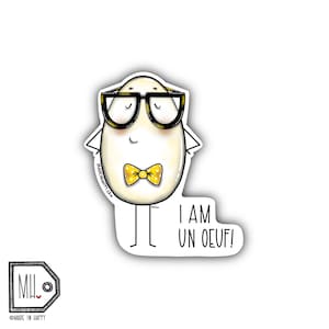 Funny Vinyl Sticker Planner Sticker Water Bottle Sticker Laptop Sticker Decal Autocollant egg sticker I am enough - I am un oeuf